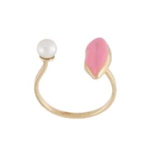 Delfina DELETTREZ, Gold "Lips Piercing" RING with Pearl Sold Out Light Pink +box